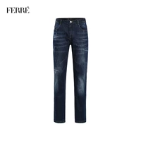 Quần áo nam Ferre quần jean nam mỏng thẳng thủy triều quần rách quần jeans 2191511001 - Quần jean phong cách thời trang nam