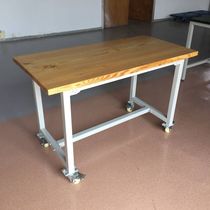 Solid wood worktable workshop mobile console factory table test bench load-bearing pulley table mobile worktable