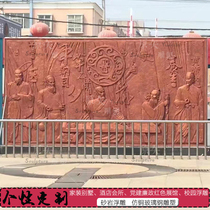 Sandstone reliefs customized Traditional Chinese Medicine Culture embossed GRP antique bronze Man Sculpture School Hospital Image Wall