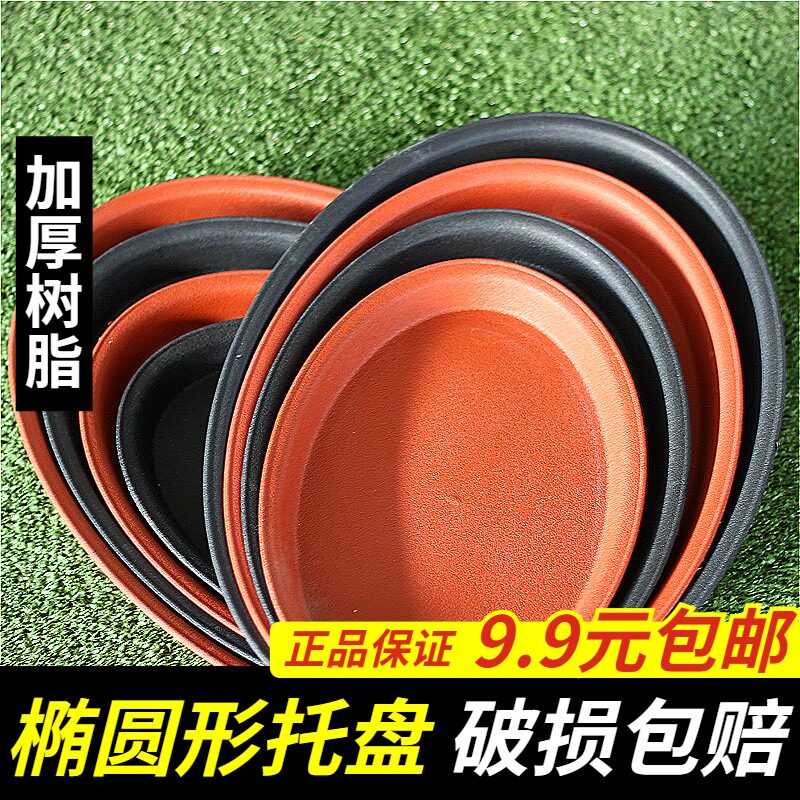 Oval Flower Pot ENVIRONMENTALLY FRIENDLY THICKENED RESIN GREEN PLANT FLOWER POT CUSHION PLASTIC WATER-TRAY BONSAI TYPE FLOWER DEPOSITORY DISH