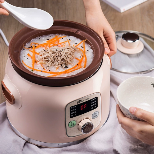 Маленький медведь электрическая повседневная фиолетовая керамика Керамическая тушеное горшок Полностью автоматический мини-суп кипящий