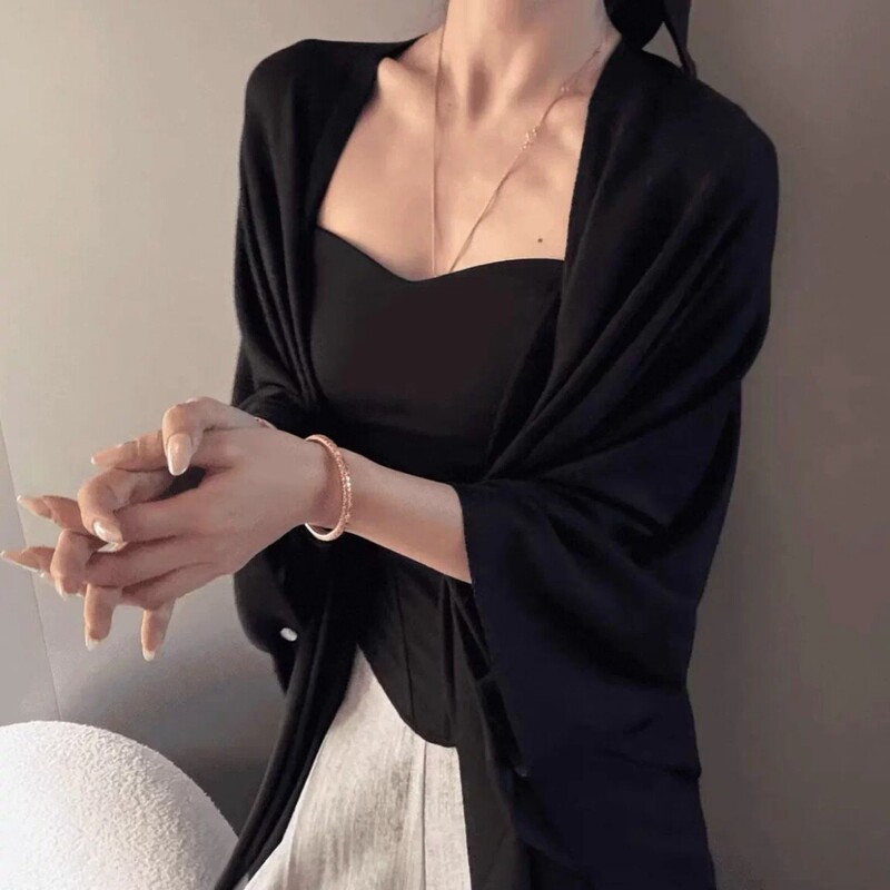Sun Protection Shawl for Women, Thin Style, Outerwear to Pair with Skirts, Elegant Cheongsam Jacket, Air-Conditioned Room Cover-Up, Office Cardigan with Buttons