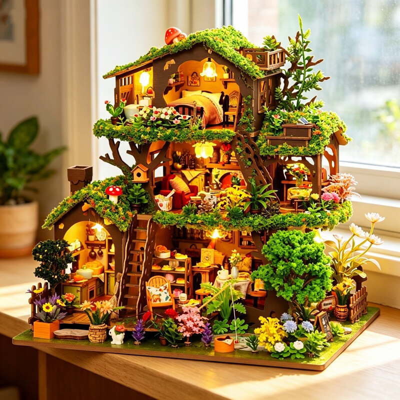 Forest Time Tree House DIY Handmade Miniature Scene Villa Model 3D Puzzle Toy for Girls