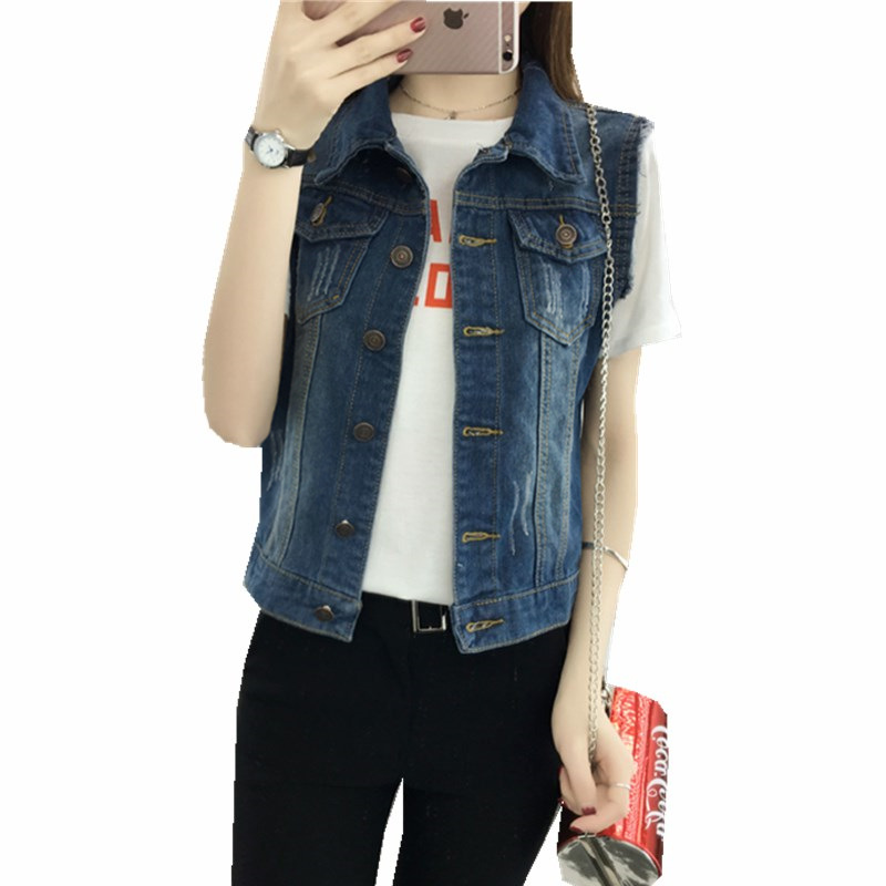 2020 mùa hè denim mới lỏng mỡ đang lớn MM vest Hàn Quốc phiên bản của chiếc áo khoác nhỏ lượn sinh phụ nữ