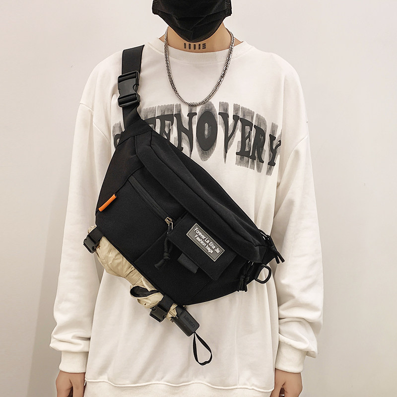 Tide Cards Skew Satchel Men's Large Capacity Day Ensemble Tooling Chest Bag Students SHOULDER BAG Tide Cool Casual Single Shoulder Bag