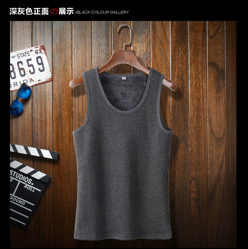 Áo vest nam ấm áp cộng với nhung dày mặc áo vest nam cotton bó sát thanh niên mùa đông với đất nhung mùa đông áo ba lỗ gym