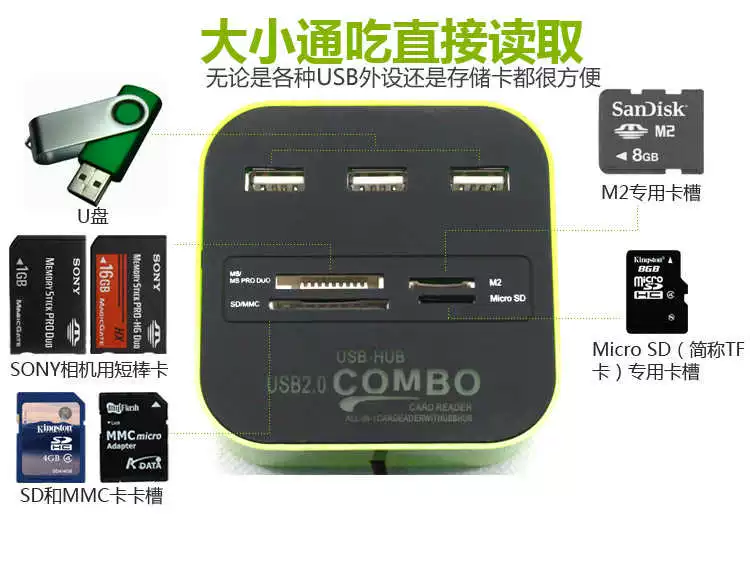 Bộ chia USB 2.0 máy tính xách tay tốc độ cao mở rộng đa giao diện trung tâm otg hub reader - USB Aaccessories quạt xiaomi solove f5
