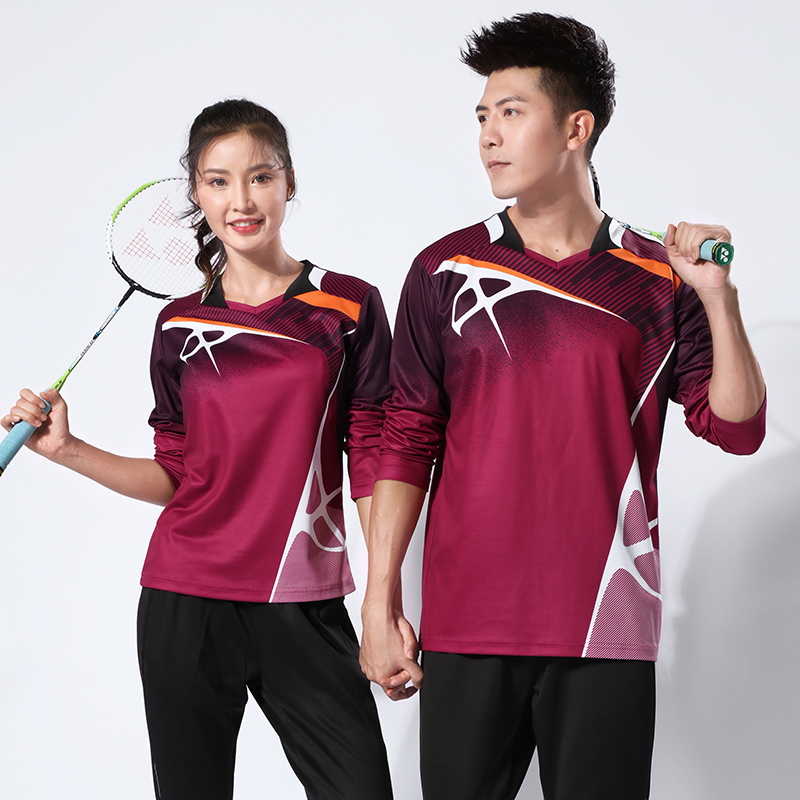 Badminton suit men's and women's quick-drying sweat-absorbing sportswear long-sleeved trousers Tennis table tennis team uniform customization