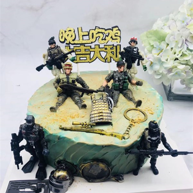 Cake decoration military soldier model Jedi survival ornaments with joint movable weapons dolls 6
