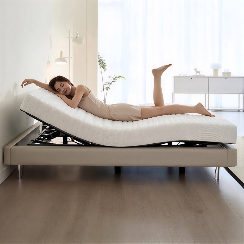 Pusengji Automatic Smart Electric Bed Frame Without Headboard, Imported from Germany with Okin Motor, Multifunctional Voice Remote Control
