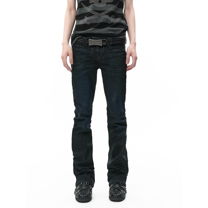 Freeoxygen Free Oxygen Deep Blue Gradient Hand-Polished Whiskered Waxed Low-Rise Jeans Freeoxygen Free Oxygen Deep Blue Gradient Hand-Polished Whiskered Waxed Low-Rise Jeans