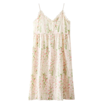 Catman suspender nightgown womens chest pad anti-bump pajamas loose fit long dress cute home wear