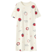 Catman Pajamas Pure Cotton Nightgown Womens 2024 New Summer Style With Breast Pad Can Be Weared Outside Not Stuffy Home Clothes Thin Style
