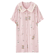 Catren Pregnant Women Nursing Nightgown Summer Womens 2024 New Thin Belt Breast Pad Can Be Weared Outside Pure Cotton Postpartum Confinement Skirt