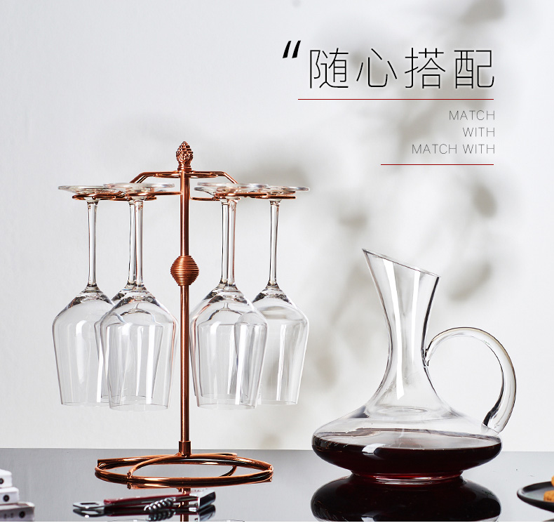 Rượu vang đỏ đặt nhà lớn rượu cao thủy tinh pha lê rượu vang 2 bình châu Âu lộn ngược cốc giữ 6 Gói ly rượu vang đẹp