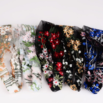 New simple temperament fresh hair band female Korean embroidery lace cover white hair wide edge elastic hair band pressure hair headdress