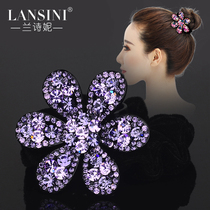 Korean version of flannel hair ring with drill band tie hair rope meatball head plate hair headdress elastic large ponytail hair jewelry