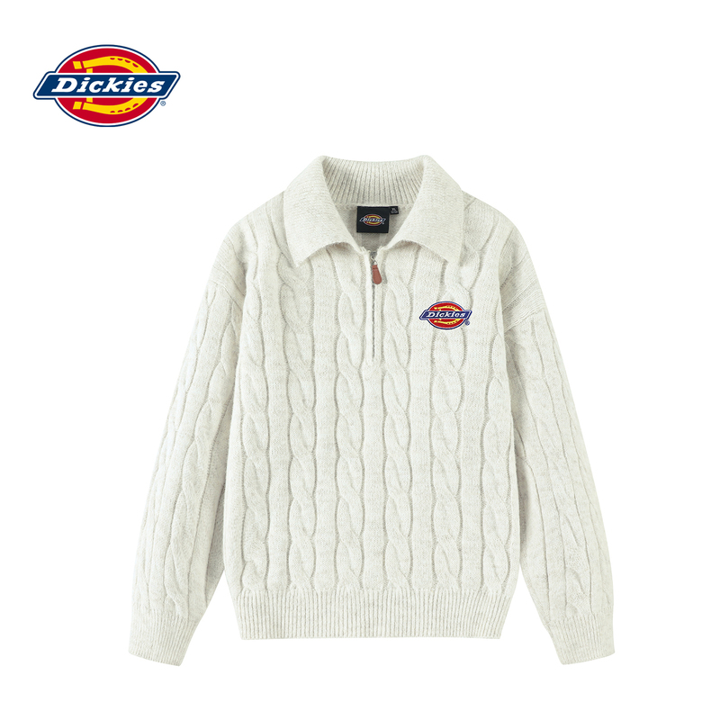 Dickies Official Authentic Spring and Autumn American Retro Old Money Style Multi-Thread Embroidery Lapel Sweater Jacket for Men Dickies Official Authentic Spring and Autumn American Retro Old Money Style Multi-Thread Embroidery Lapel Sweater Jacket for Men