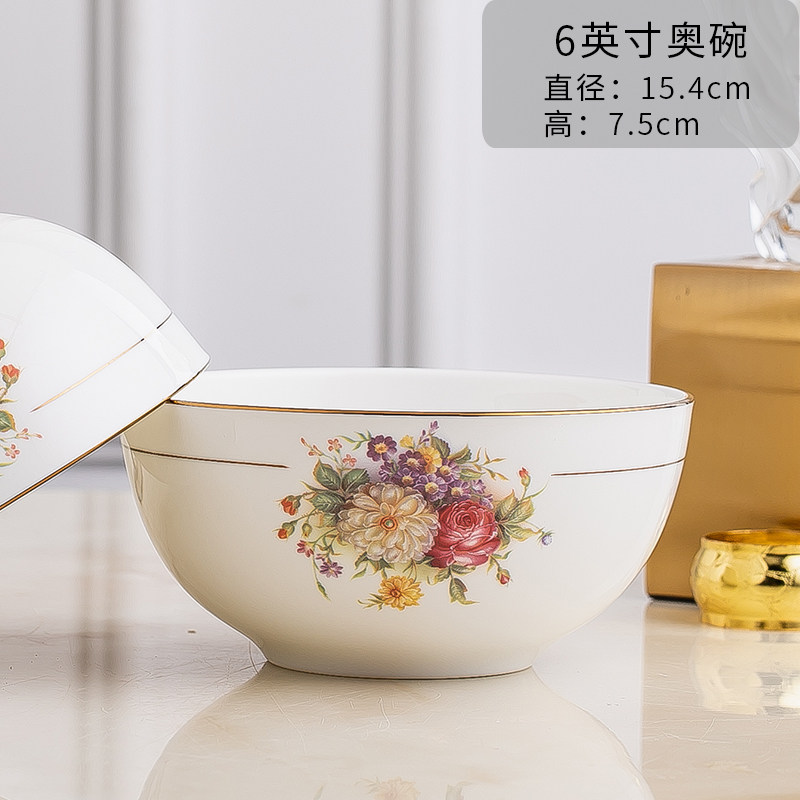 Eat Noodles Bowl in Noodle Bowl BOWL HOME SIX INCH BONE PORCELAIN FACE BOWL EU TYPE HIGH-END SMALL LAVISH PALACE TINGED PORCELAIN BOWL