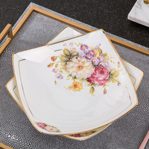 Japanese style four corner plate square plate hot pot plate Dish Home creative personality Net red dish dish dish salad plate