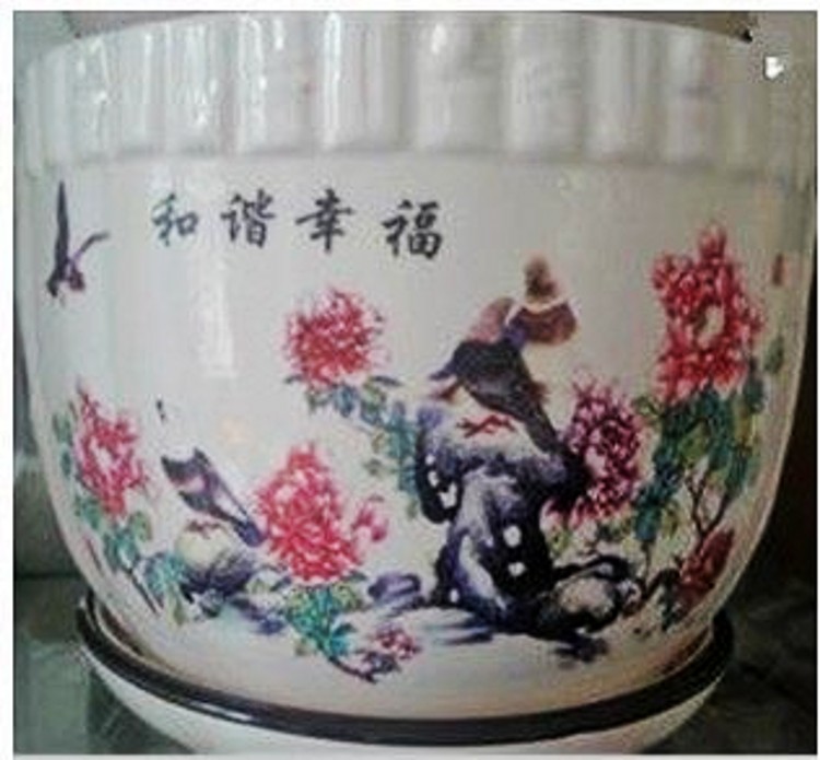 Chậu hoa gốm Cây xanh trong chậu kiểu Trung Quốc tròn vuông bình hoa tấm hoa mẫu đơn với khay để bàn chậu hoa - Vase / Bồn hoa & Kệ chậu hoa nhỏ