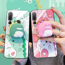 Cartoon Dinosaurs Apply to Huawei nova4 mobile phone shell nova3 tempered glass nova2 nova2 nova2plus protective sleeve silicone protective silicone nova3e Women in small Qing Tide Cards