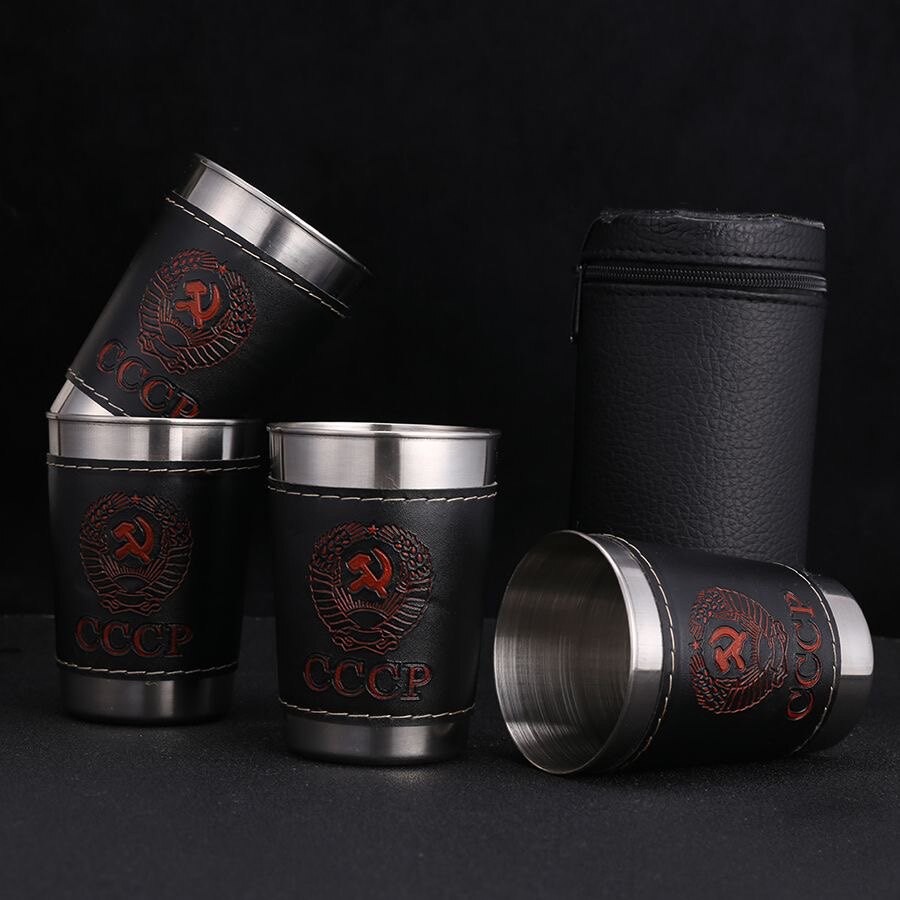 Ликер Cup 户外旅行便携式不锈钢水杯4只带杯套