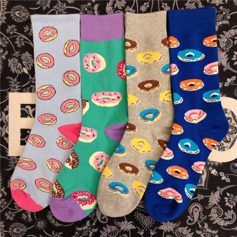 Donut Promotion Ambassador Mid-Length Cotton Socks Cartoon Adult Home Sweet Girl Dessert Couple Unisex