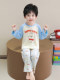 Boys' Pajama Set, Casual and Stylish, Long-Sleeved, Color-Blocked, Modal Raglan Sleeves, Puppy Design, Children's Loungewear