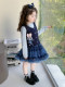 Girls' Preppy Style Rabbit Vest Dress Children's New Spring and Autumn Stylish Sweet and Fashionable Puffy Skirt Three-Piece Set