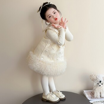 Girls' Princess Dress with Velvet Lining, 2025 New Style, Stylish Baby One-Year-Old Dress, Cake Dress Set, Tutu Skirt