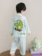 Boys' Cartoon Dinosaur Home Clothes Set Kidsren's Ice Silk Spring and Summer Long-Sleeved Casual Cool Loose Air-Conditioned Pajamas