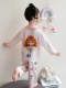 Girls' Sweet and Cute Style Children's Ice Silk Spring and Autumn Home Wear Set, Summer Comfortable Two-Piece Set, Baby Air-Conditioning Clothing