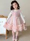 Girls' Dress Set Spring 2026 New Style Kidsren's Stylish Bow Rainbow Cake Dress Baby Princess Dress