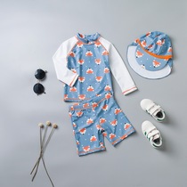  Foreign trade childrens swimsuit Boys baby baby sunscreen warm anti-ultraviolet swimsuit surfing suit three-piece tide