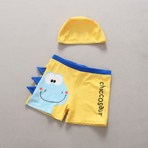  Korean childrens swimsuit Boys baby swimming trunks Childrens split swimsuit set Little boy cartoon swimming trunks with hat