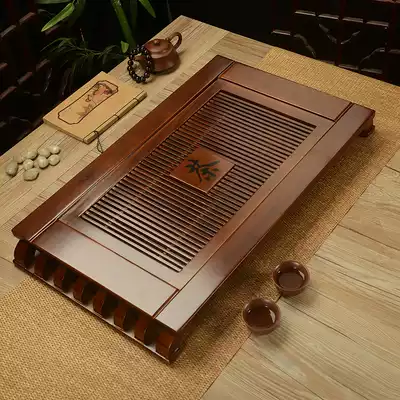 Kongming large tea tray Solid wood drainage water storage drawer tea table Complete set of Kung Fu tea set Ebony tea sea bamboo tray
