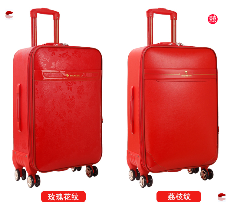 Lớn vali màu đỏ nữ đám cưới cô dâu của hồi môn hộp đám cưới xe đẩy trường hợp của hồi môn hành lý mật khẩu vali vali samsonite