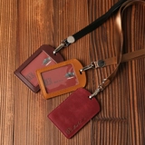 Комплект, картхолдер, ремешок, бейджик, высококлассный чехол для проездного, прозрачный защитный чехол, из натуральной кожи