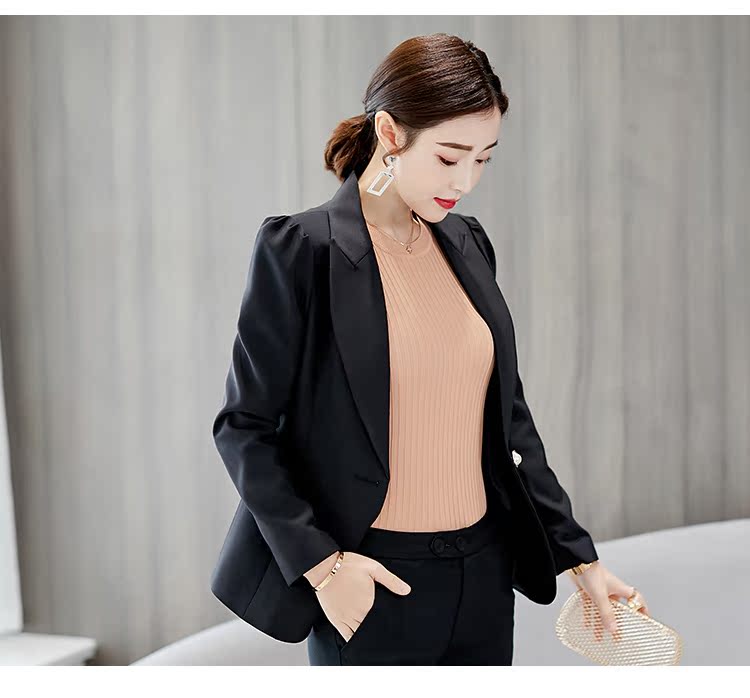 2018 thu đông mới phù hợp với áo khoác Hàn Quốc Slim dài tay màu rắn thời trang phù hợp với nữ nhỏ áo vest nữ không cổ