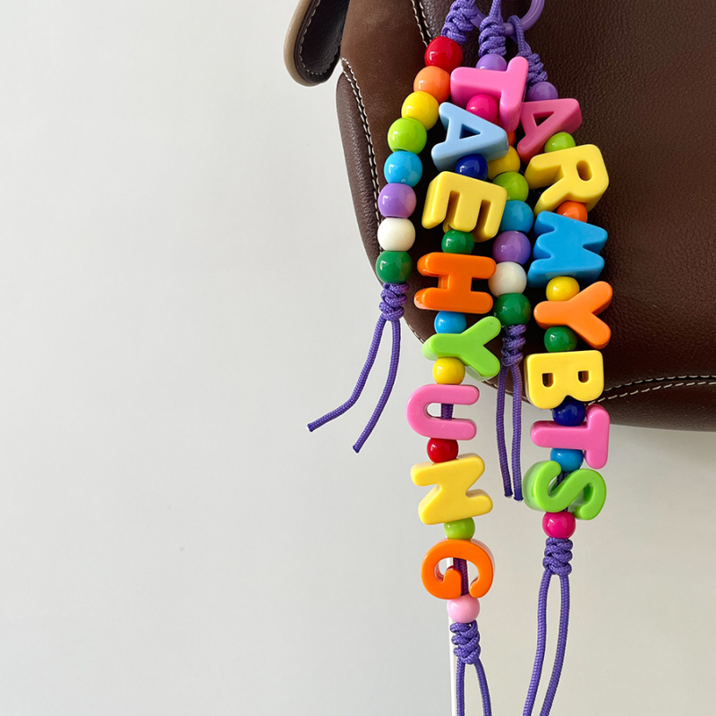 [in Stock] Bts Letter Beaded Bag Charm Keychain Peripheral Jin Taehyung Jungkook
