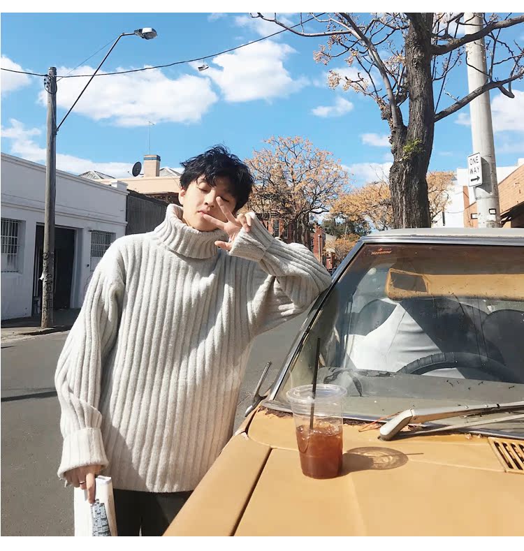 WENGNA 4 màu Áo len ngắn cổ dài và dài phía trước cardigan nam
