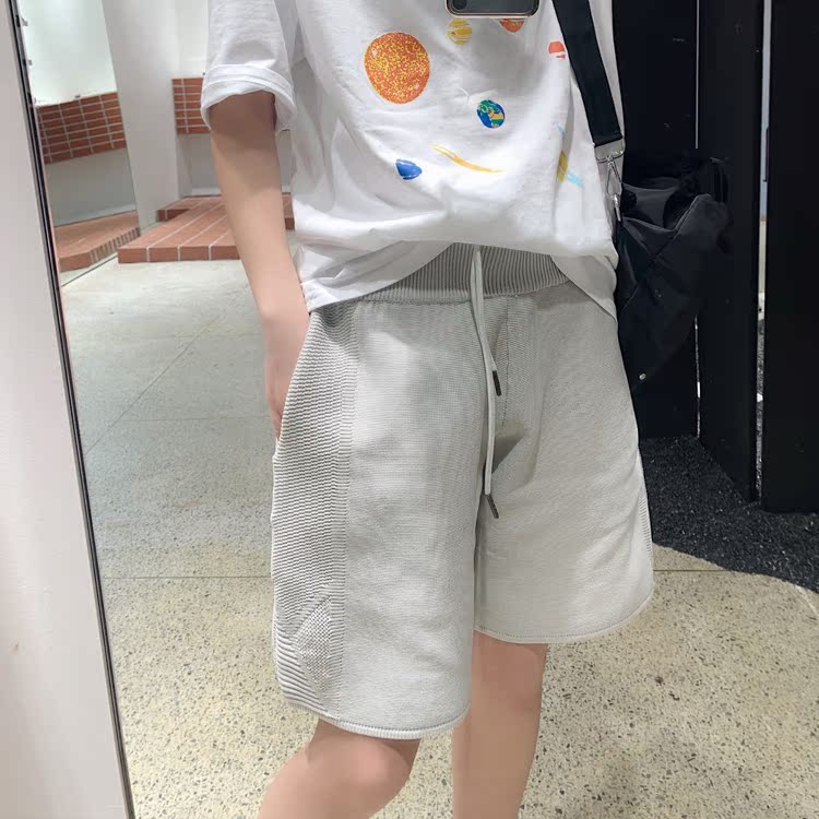 WENGNA Quần short thể thao dệt kim nam 2019 Mùa hè Xu hướng mới Joker Casual Loose Five Quần - 3/4 Jeans quần lửng nam