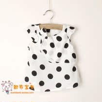Girls clothing round polka dot chiffon shirt girls T-shirt vest baby 2-3-4-5 doll shirt imitation silk top