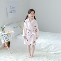 Korean men and women autumn and winter mink velvet coral velvet bathrobe cotton pajamas baby home hot spring clothing parent-child nightgown