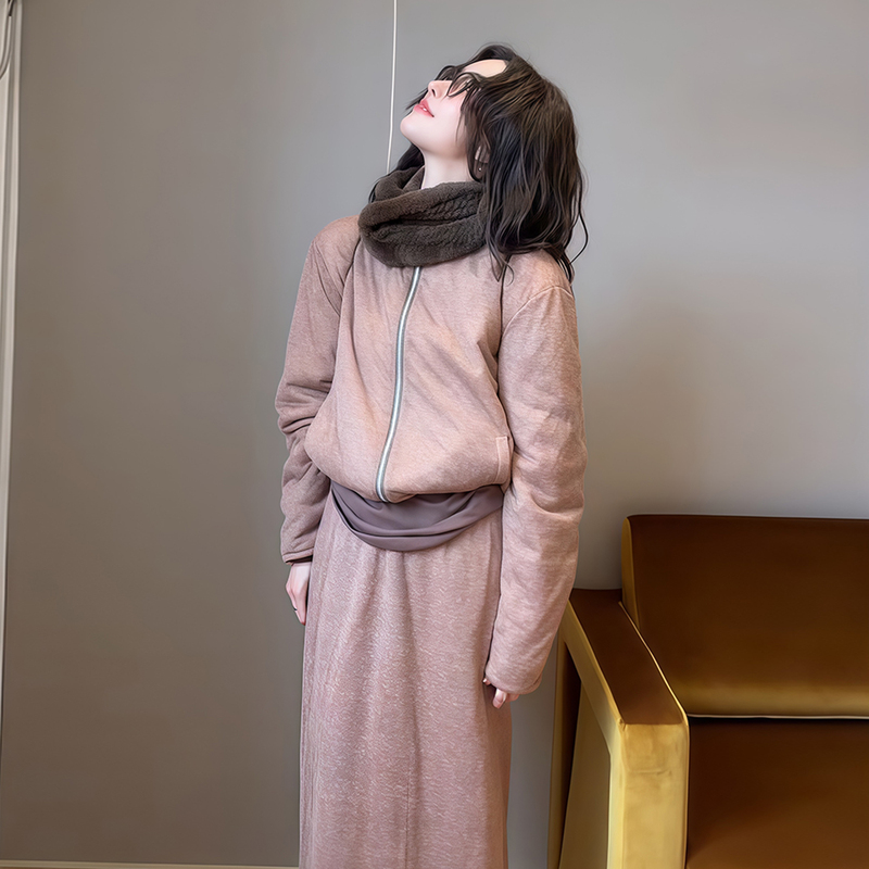 Hdd- "Warm Early Winter" Women's Reversible Jacket with Cotton Padding + Cotton-Padded Skirt Set Y3513 Hdd- "Warm Early Winter" Women's Reversible Jacket with Cotton Padding + Cotton-Padded Skirt Set Y3513