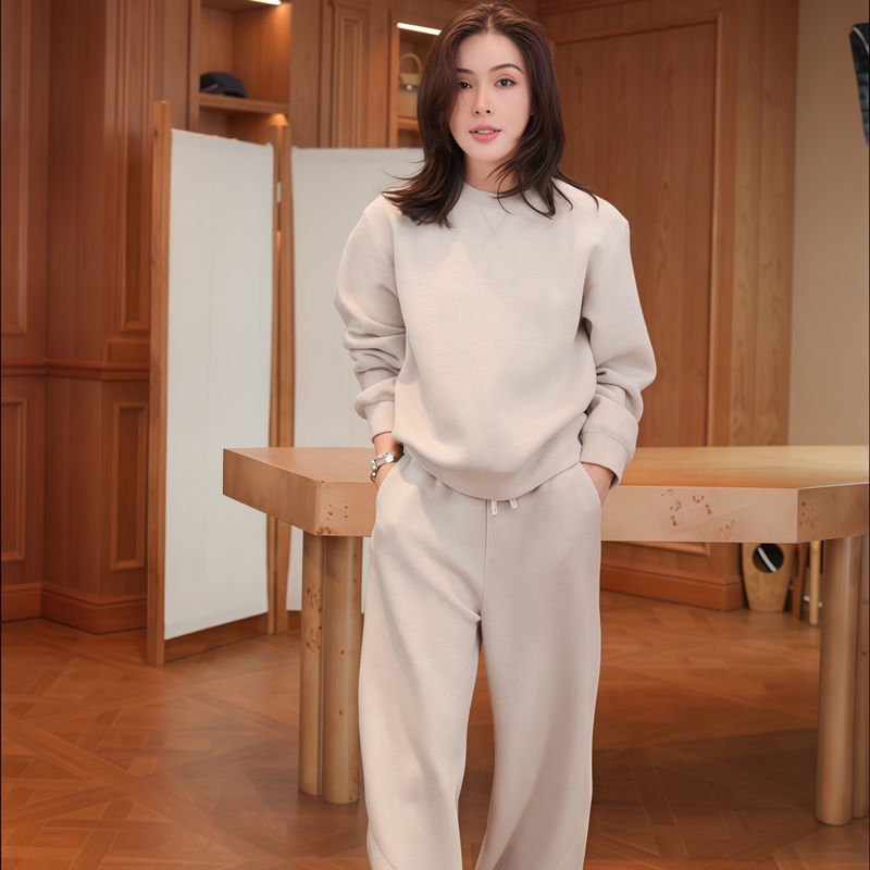 Hdd- "Relaxed Style" Cotton Blend Women's Simple Relaxed Top + Casual Pants Casual Set Y3425