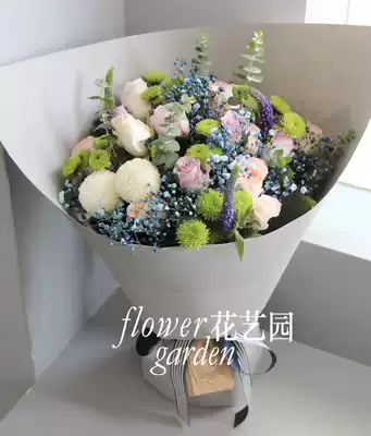 北京鮮花快遞粉雪山海洋之歌玫瑰雛菊馬蹄蓮藍色海芋情人節花 北京鮮花快遞粉雪山海洋之歌玫瑰雛菊馬蹄蓮藍色海芋情人節花