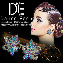 Dance Eden Flying Io Diamond AB Color Accessories Professional GB Latin Modern Stage Earrings Ear Clip Ear Pins