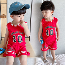 Children Basketball Suit Summer Boy Jersey Boy Jersey 1 Year Old 3 Baby Sports Suit Pure Cotton 5 Children Sleeveless Two Sets 6
